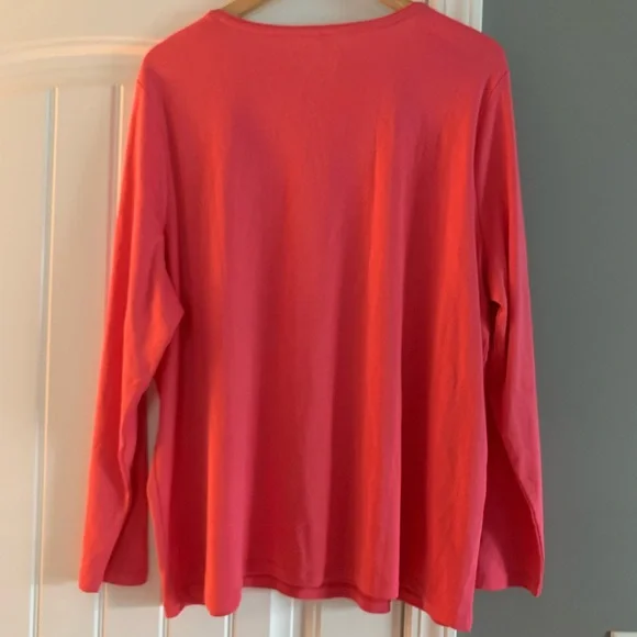 Talbots Plus Pink The Talbots Tee Long Sleeve Cotton Top 3X - Picture 2 of 3